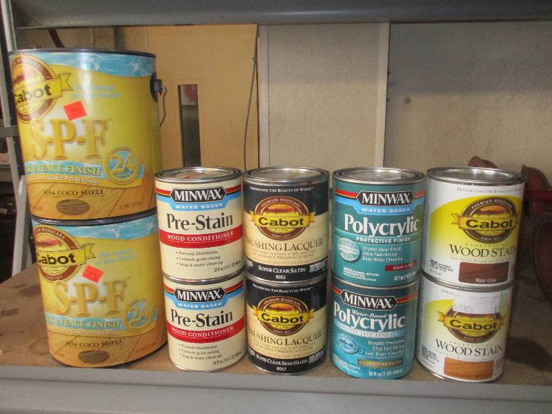 10 cans of wood stain