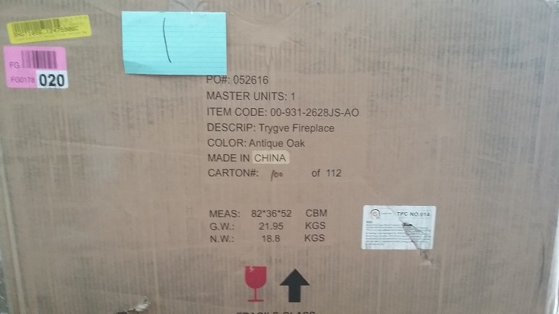 Trygve Electric Fireplace Oak Finish