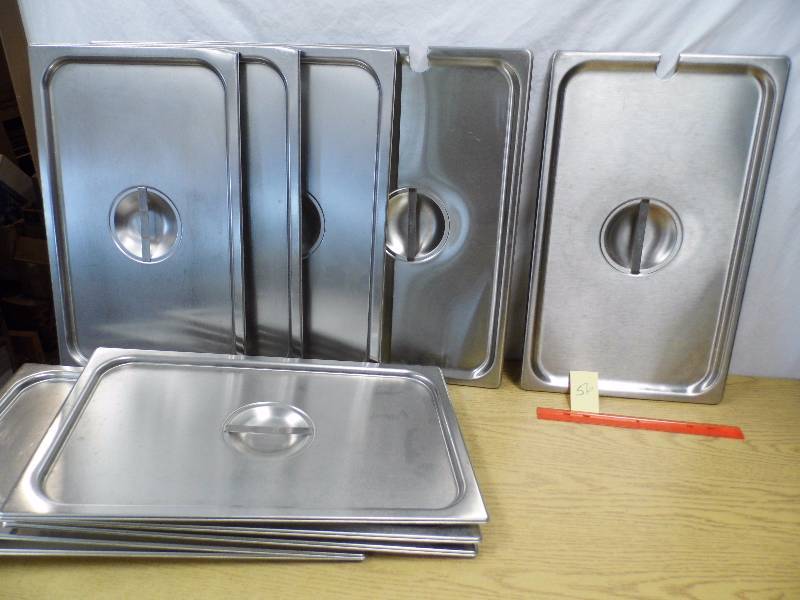 Lot of 10 Stainless Steel Steam Table Lids