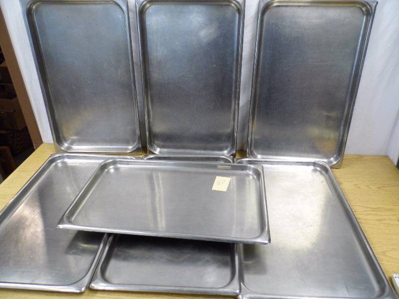 Lot of 7 Stainless Steel Steam Table Inserts