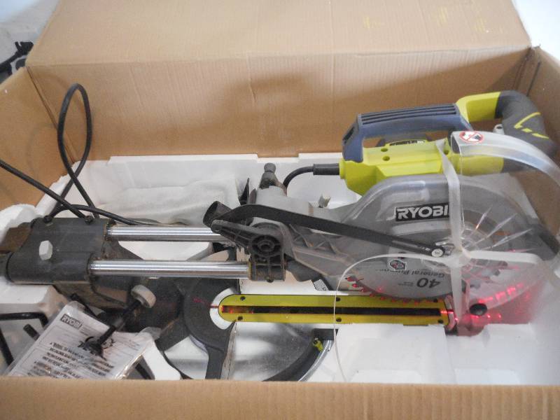lot 28 image: Ryobi 15-Amp 10 in. Sliding Miter Saw with Laser