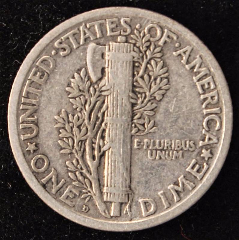 1924-D MERCURY SILVER DIME VF