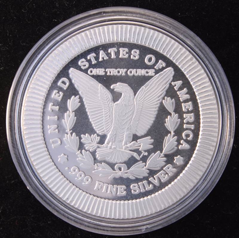 1 TROY OZ. .999 FINE SILVER STACKER MORGAN DOLLAR DESIGN IN AIRTITE HOLDER