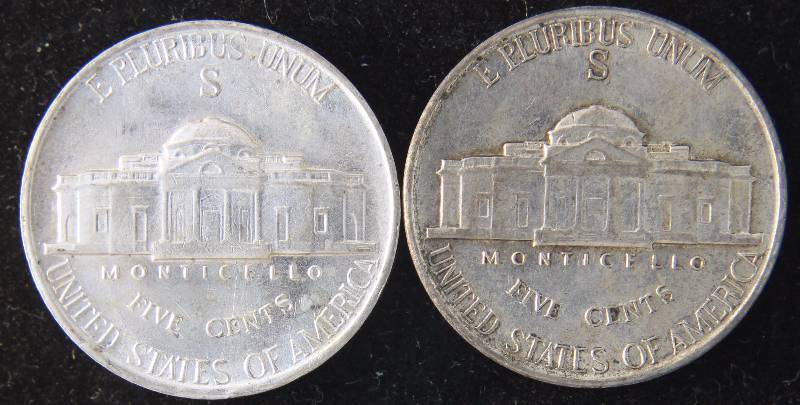 (2) HIGH GRADE SILVER WAR NICKELS 1942-S AU & 1943-S UNC