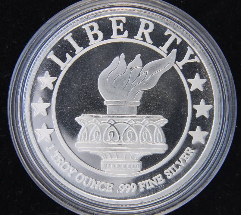 1 TROY OZ. .999 FINE SILVER LIBERTY ROUND IN AIRTITE HOLDER