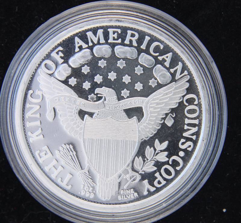 1 TROY OZ. .999 FINE SILVER 1804 DOLLAR DESIGN IN AIRTITE HOLDER