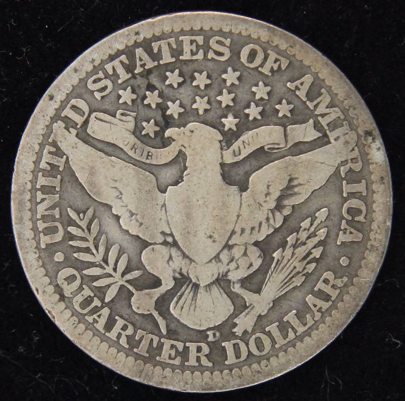 1914-D BARBER SILVER QUARTER VG-FINE