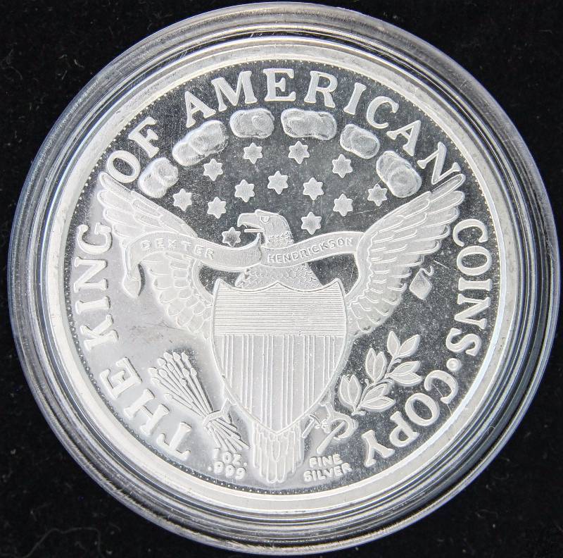 1 TROY OZ. .999 FINE SILVER 1804 DOLLAR DESIGN IN AIRTITE HOLDER