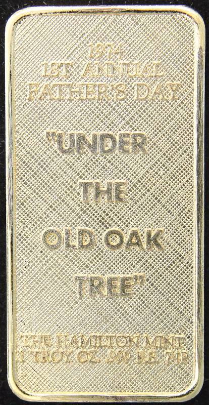 1 TROY OZ. .999 FINE SILVER BAR 1ST ANNUAL FATHERS DAY