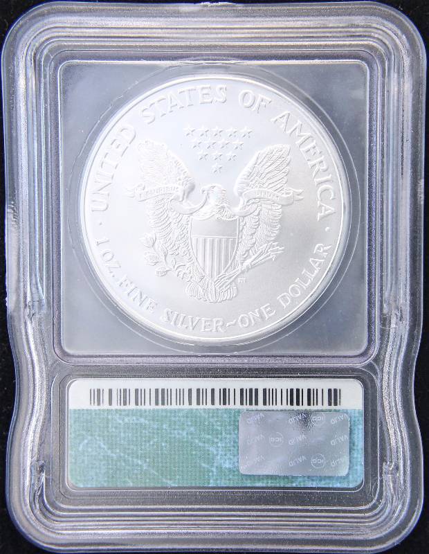 2004 AMERICAN SILVER EAGLE 1 TROY OZ. .999 FINE SILVER DOLLAR MS70 ICG