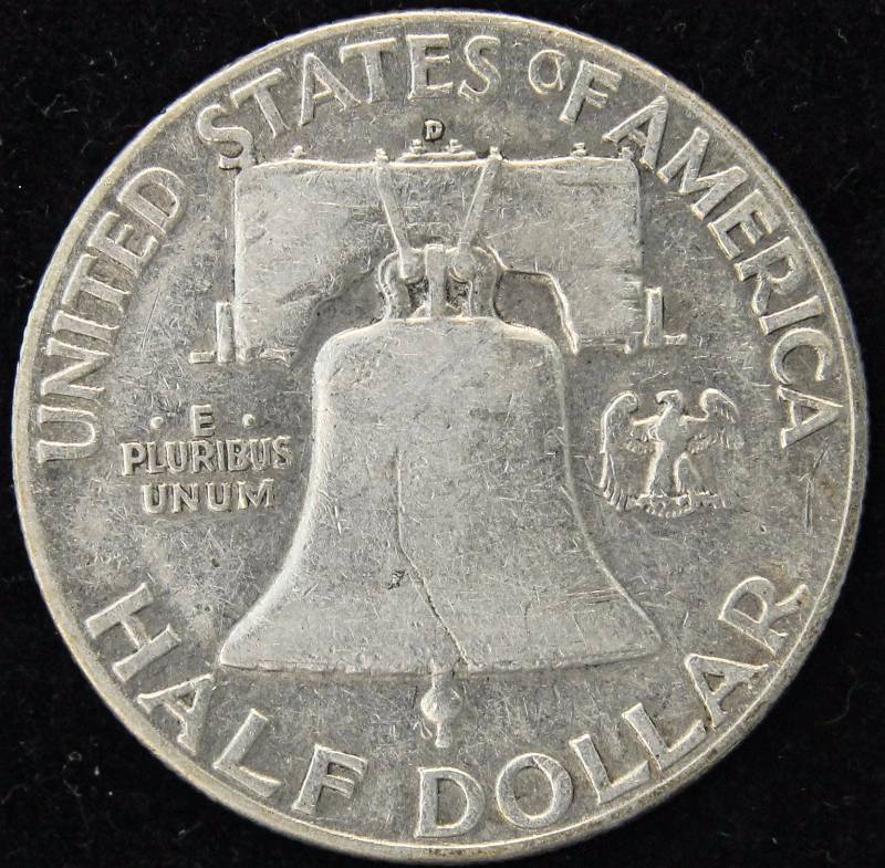 1949-D FRANKLIN SILVER HALF DOLLAR VF