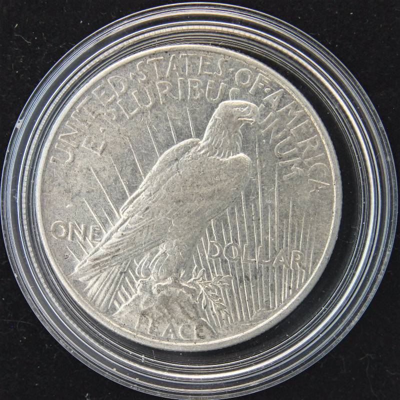 1922-D PEACE SILVER DOLLAR AU IN AIRTITE HOLDER