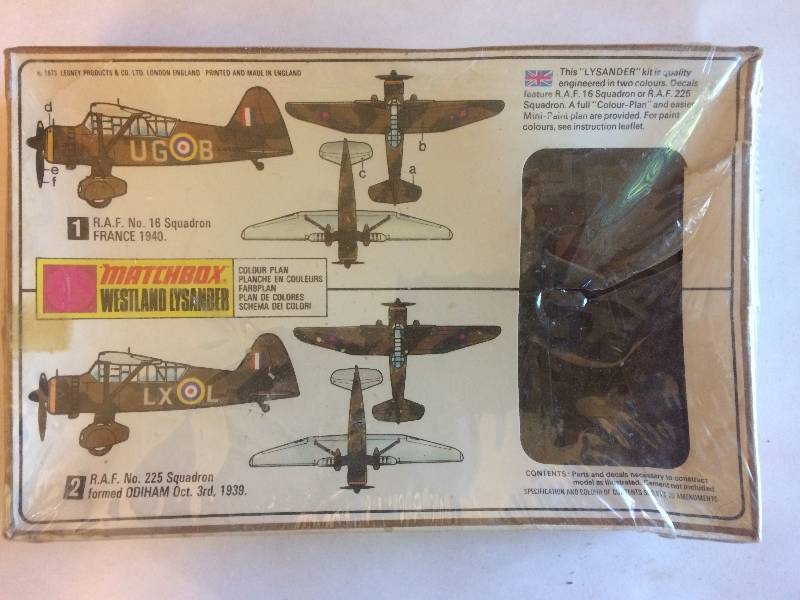 lot 72 image: Matchbox Westland Lysander Model Kit