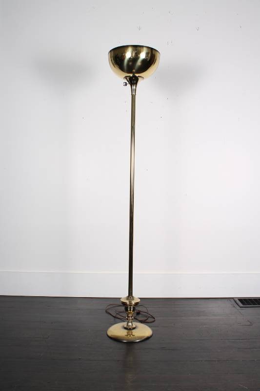 lot 12 image: Vintage Gold Brass Floor Lamp...