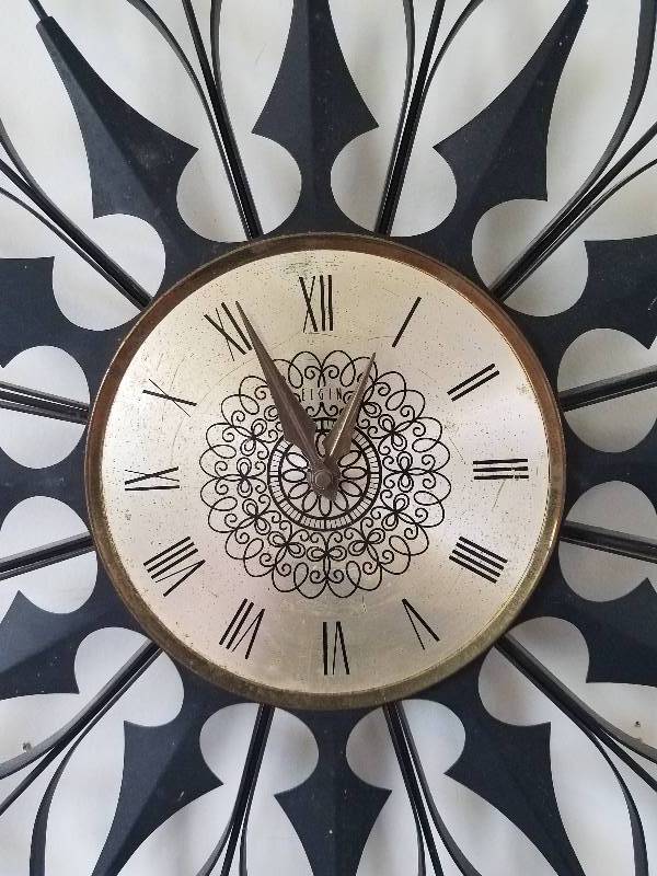lot 19 image: Mid Century Modern Clock- NEEDS NEW...