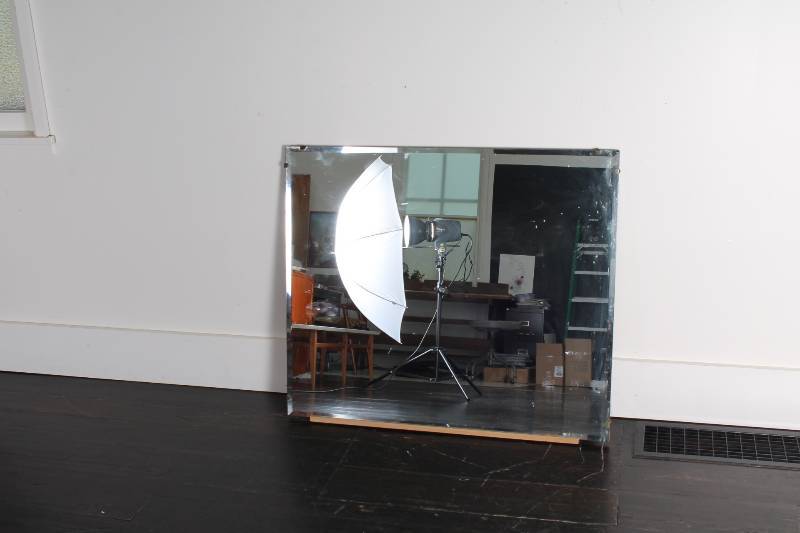 lot 24 image: Mirror w Wood Back 38 x 32 (Part...