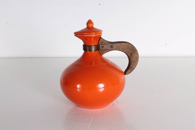 lot 48 image: Vintage Orange Pitcher with Copper ...