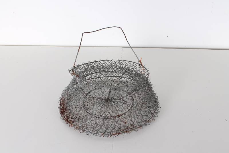 lot 68 image: Vintage Fishing Cage Bucket- Woven ...