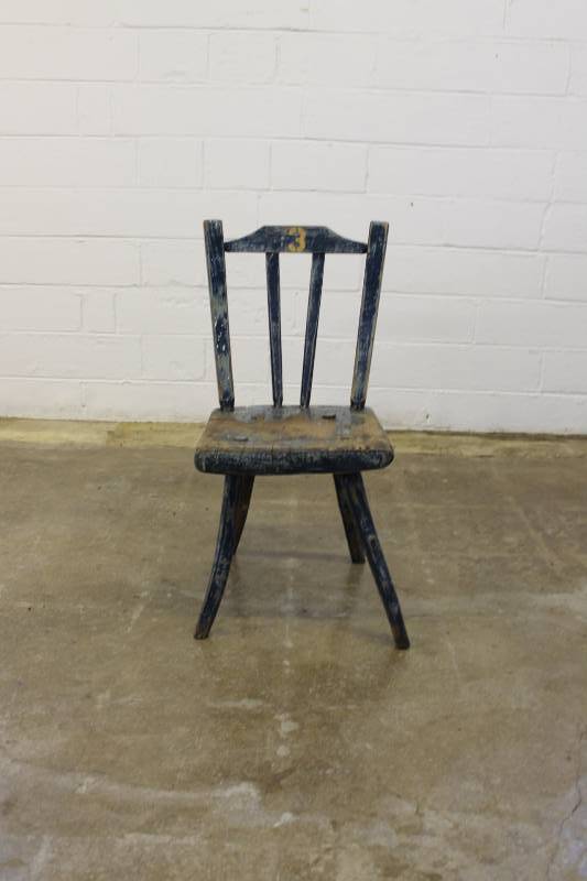 lot 82 image: Vintage Kids Chair. Blue Wood. Very...