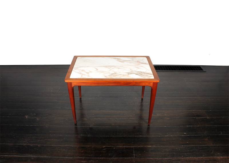 lot 93 image: Teak Table with Inset Marble Top- M...