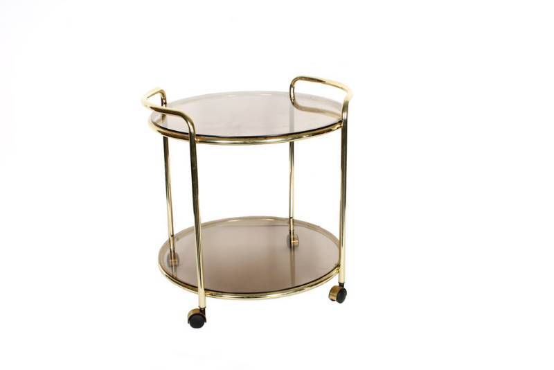 lot 97 image: Seventies Brass Gold Table Cart wi...
