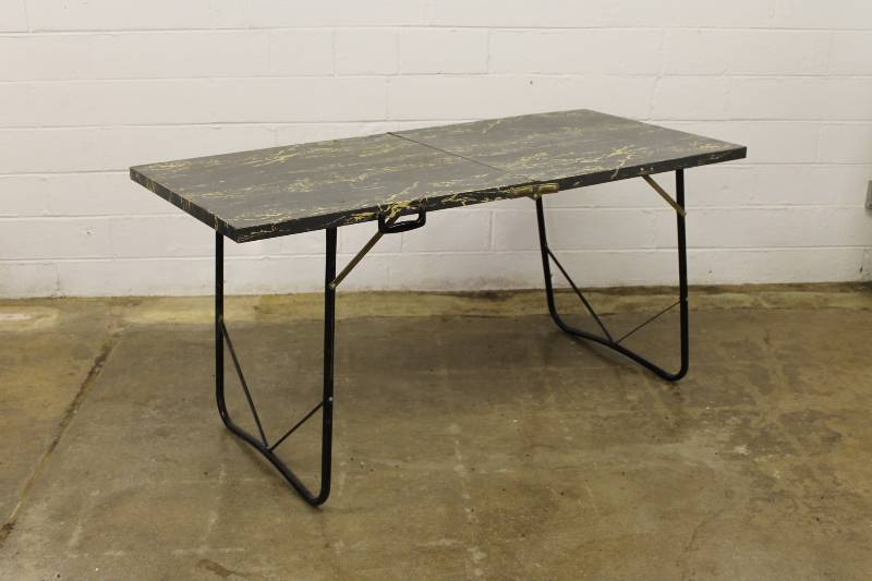 lot 100 image: Vintage Metal Folding table- Faux B...