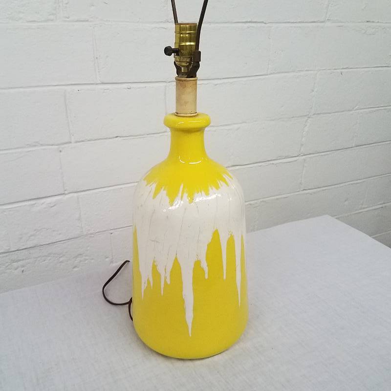 lot 123 image: Mid Century Modern Lamp- Yellow Cer...