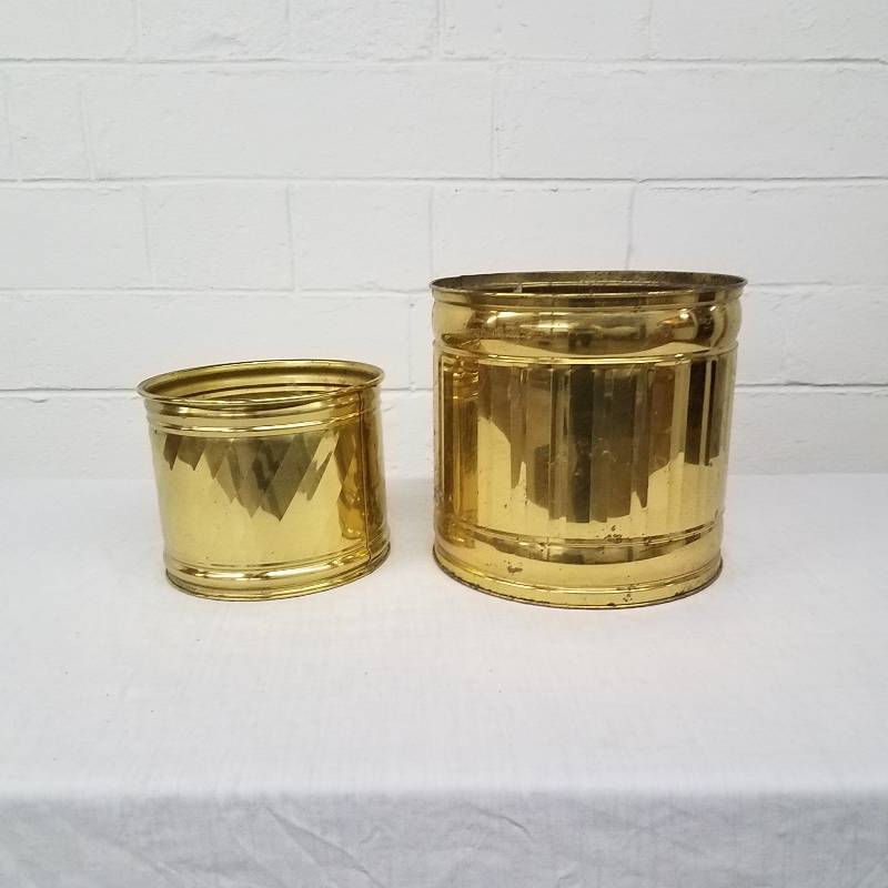 lot 124 image: Vintage Brass Planters (Set of 2)...