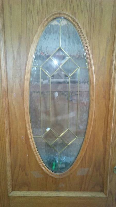 lot 90 image: Oak Exterior Wood Door with leadedBeveled Glass