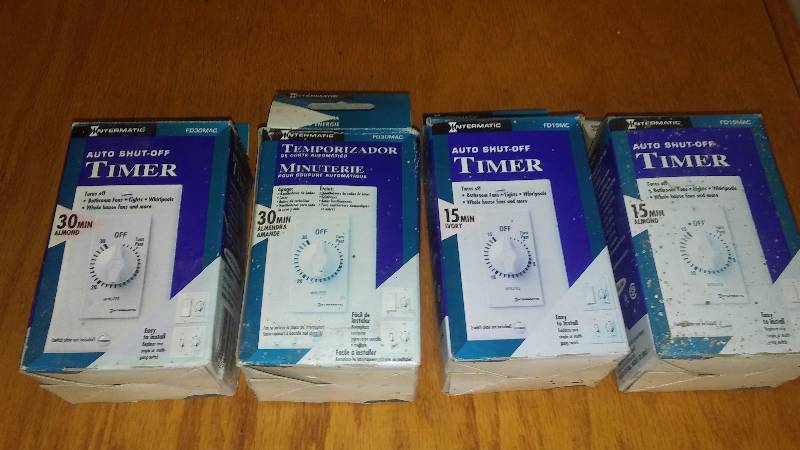 lot 3 image: In-wall Intermatic 15 and 30 minute times (4) two of each, new in box