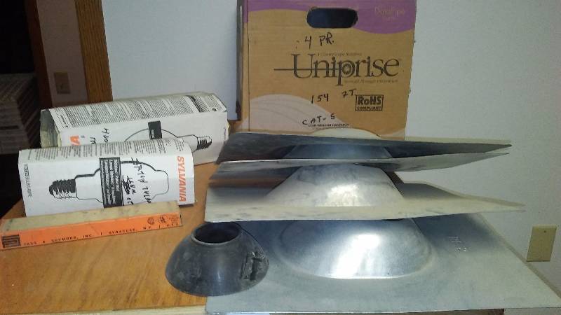 lot 65 image: Wire (154 ft.), Large Based Lightbulbs and Bathroom Vent Kits (4)