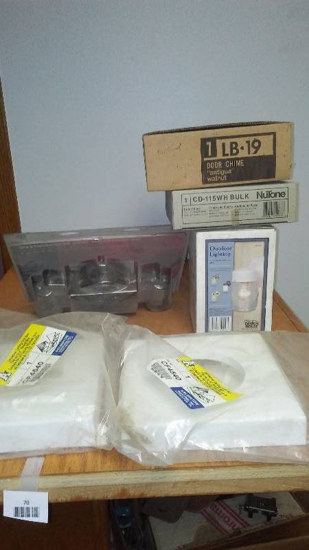 lot 70 image: Cathedral Ceiling Trim Boxes, Exterior lights, Door Chimes (2 of each)