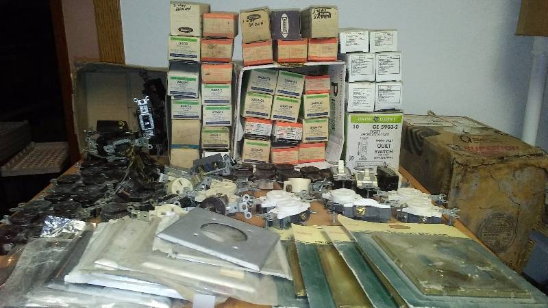 lot 94 image: Outlets and Switches (many new in box, Ivory, Brown and White) Approx. 100