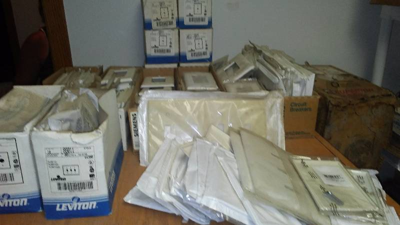 lot 116 image: Face Plates Switches, Outlets, Cable, mostly White