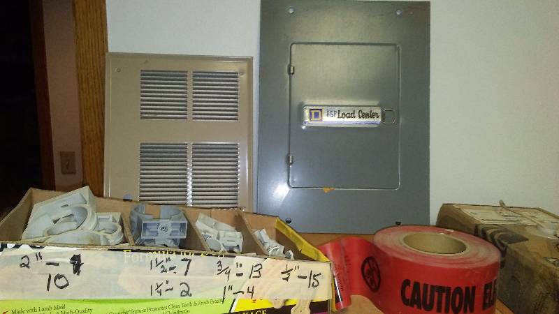 lot 141 image: Square D 100 Amp Load Center Cover, Caution Tape, Various Mounting Brackets (12 in.  2 in.)