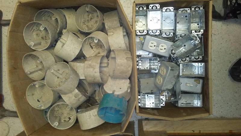 lot 150 image: Junction Ceiling Boxes (60 approx.), Single Gang Galvanized Boxes (approx. 30)