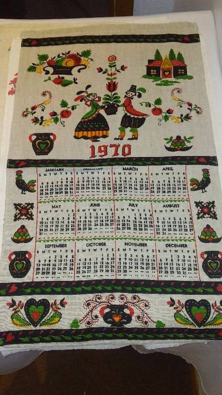 lot 47 image: Tea Towel Vintage Calendars (9) great for upscaling