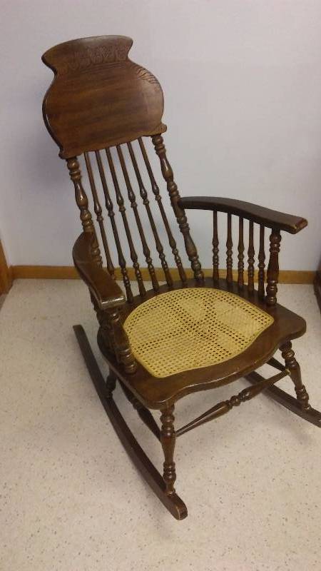 lot 52 image: Vintage Cane Seat Rocking Chair
