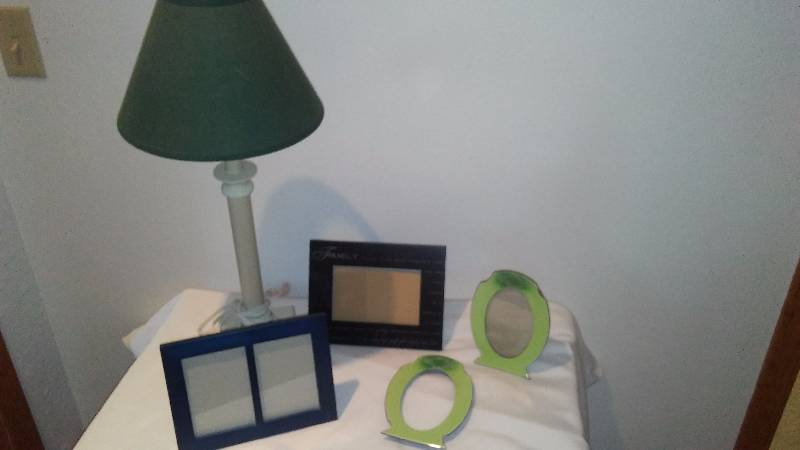 lot 69 image: Assorted Photo Frames and Candle Stick Lamp with Shade