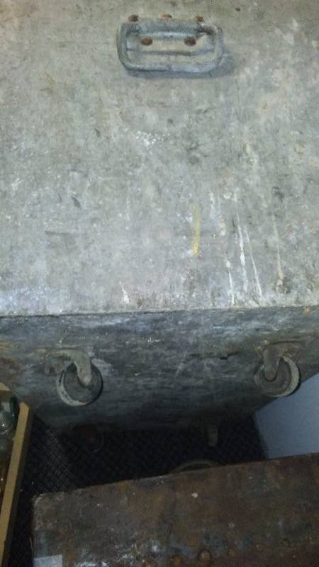 lot 134 image: Galvanized Chest  Box on casters