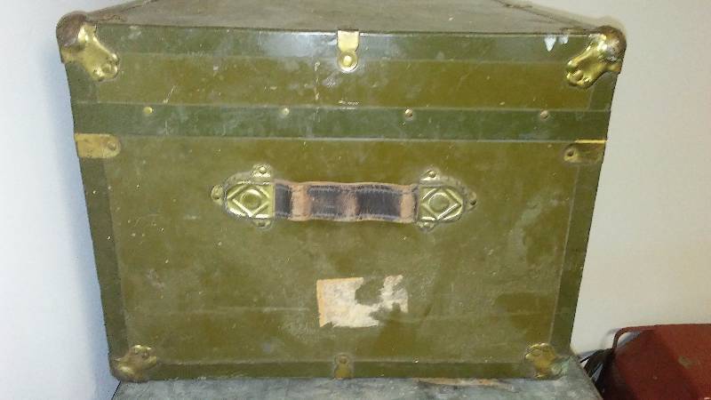 lot 135 image: Green Metal Chest Circa late 1800s