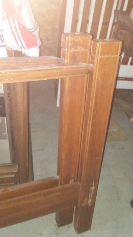 lot 189 image: Single wood bed headboard, footboard and rails.