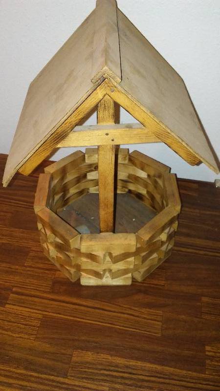 lot 5 image: Wooden Miniature Sized Wishing Well, 13  in. tall x 9  x 9 