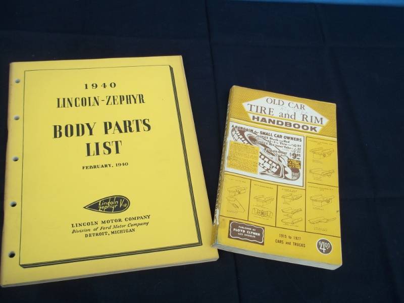 lot 38 image: 1940 Lincoln Body Parts List and Tire & Rim Handbook