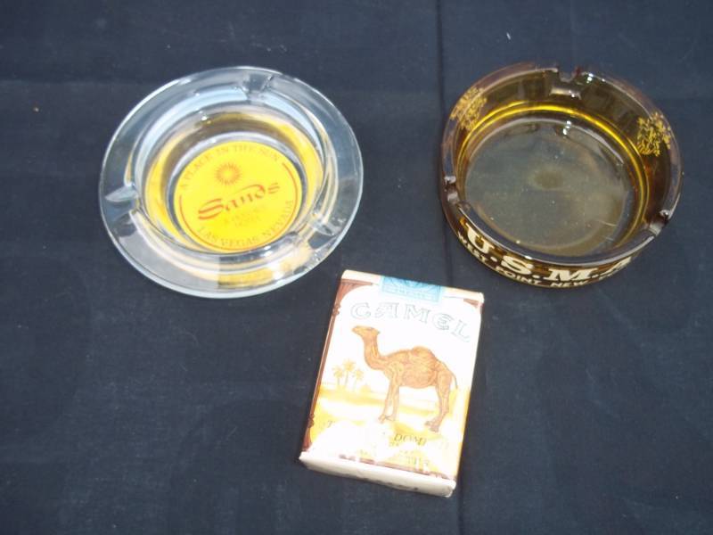 lot 62 image: Rare unopened 1945 WWI Camel cigarette pack with 2 ash trays