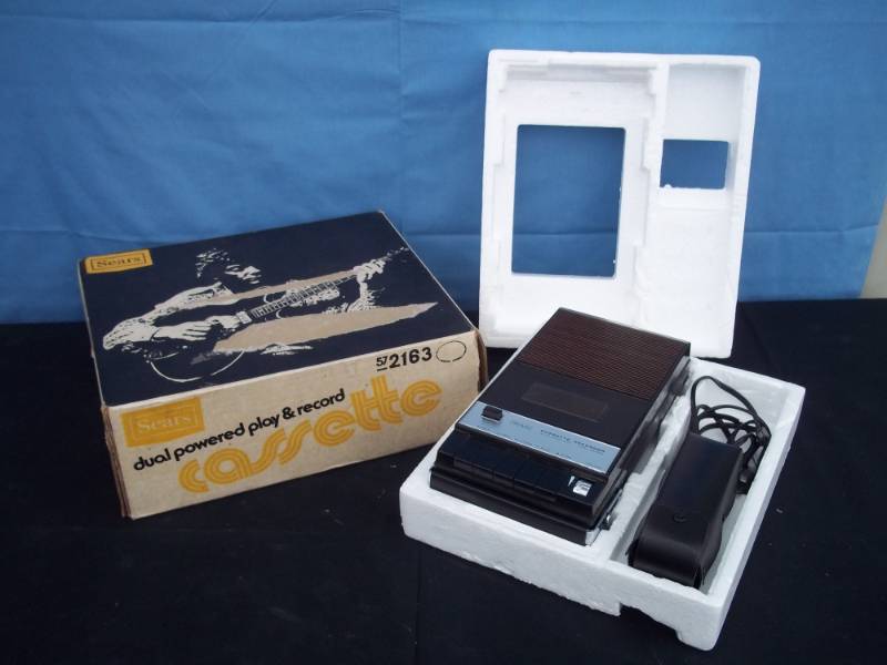 lot 92 image: Vintage Sears Dual Powered Play & Record Cassette Recorder in box