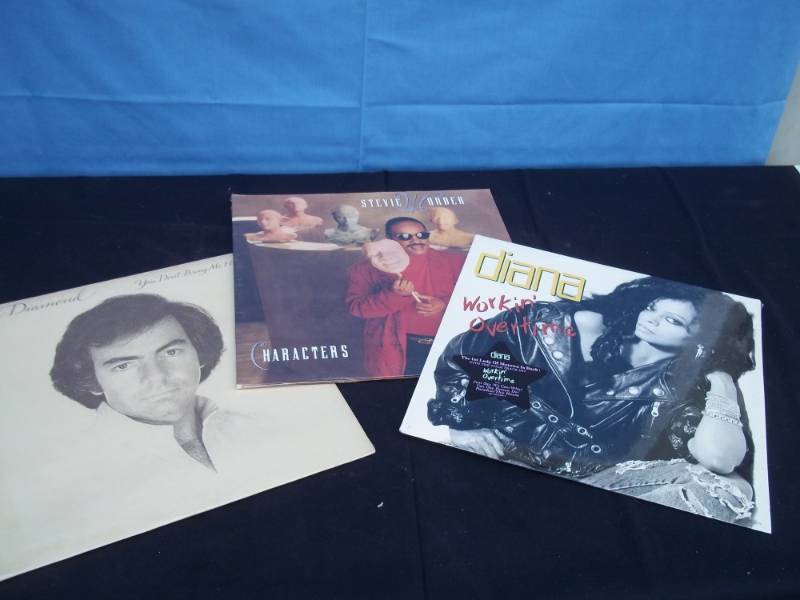 lot 95 image: Lot of 3 Vintage Sealed Records Neil Diamond, Diana Ross, Stevie Wonder