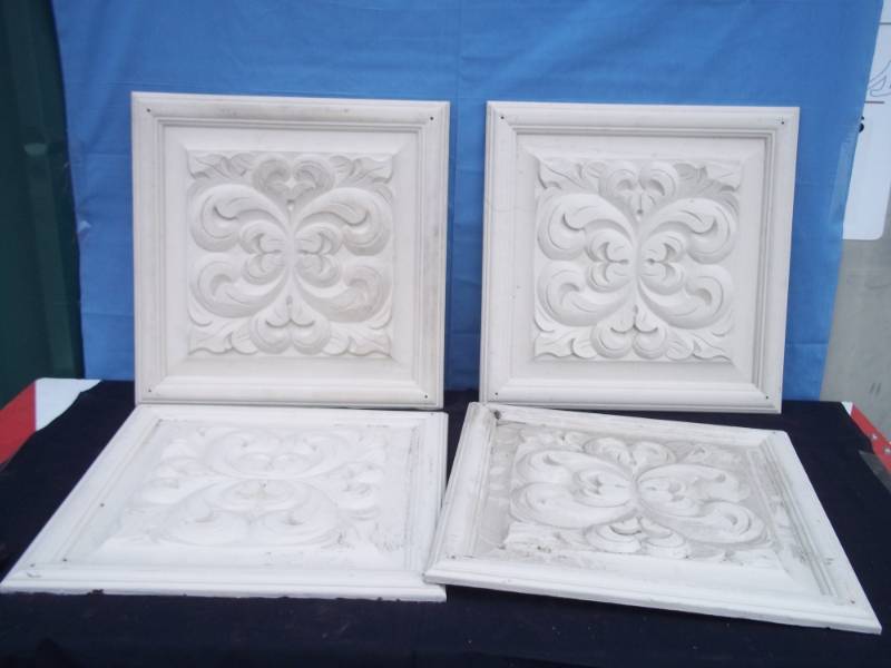 lot 103 image: Lot of 4 Vintage Decorative Ceiling Ties  17 square
