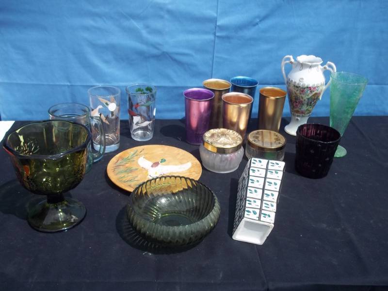 lot 156 image: Large Lot of Collectible glassware and colored alum glasses