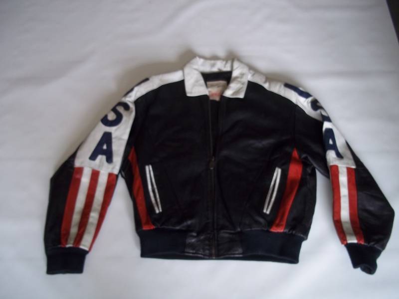 lot 160 image: Black Leather USA Jacket  Size Medium